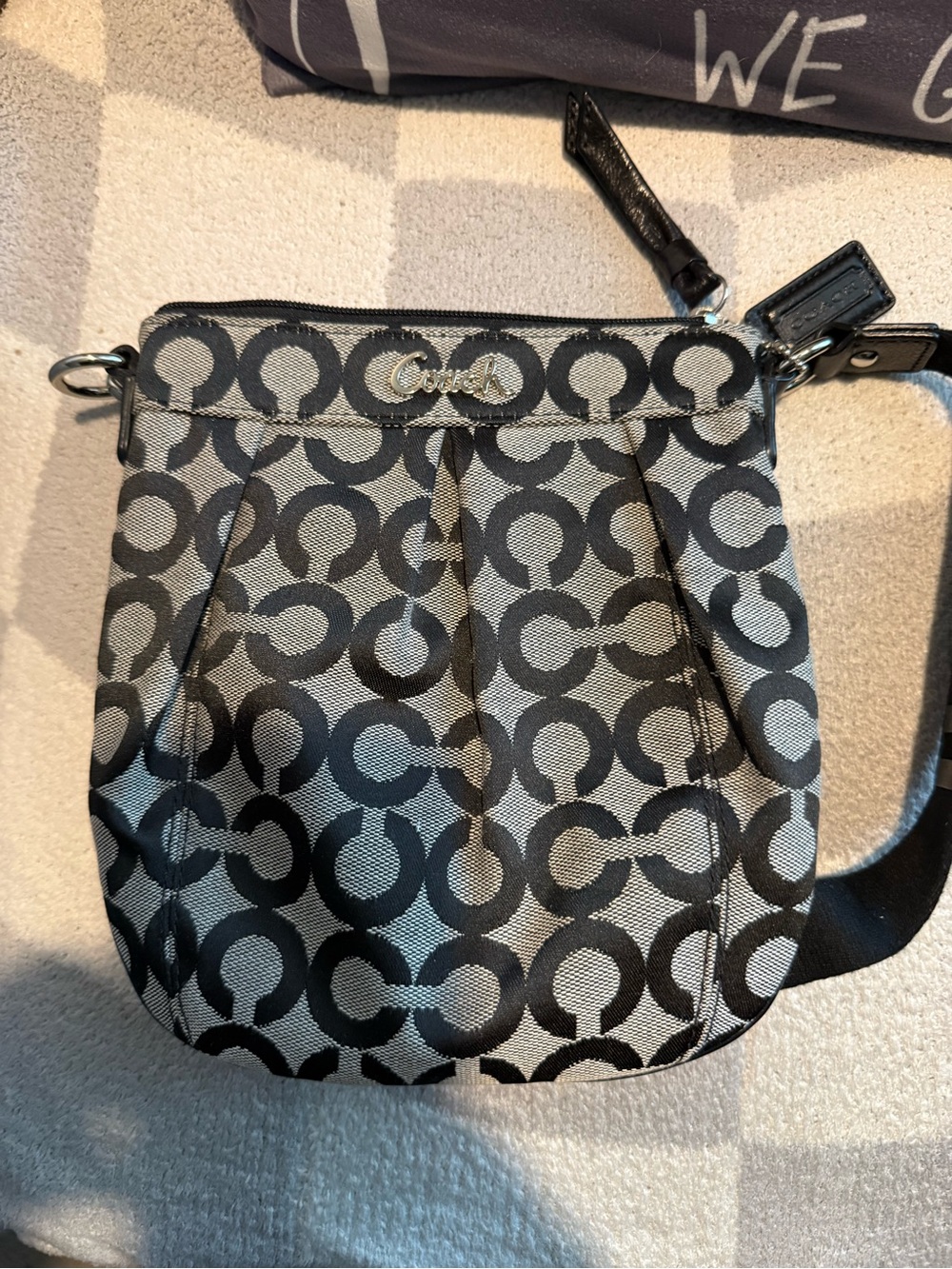 Coach Black and Gray Signature C Crossbody Bag
